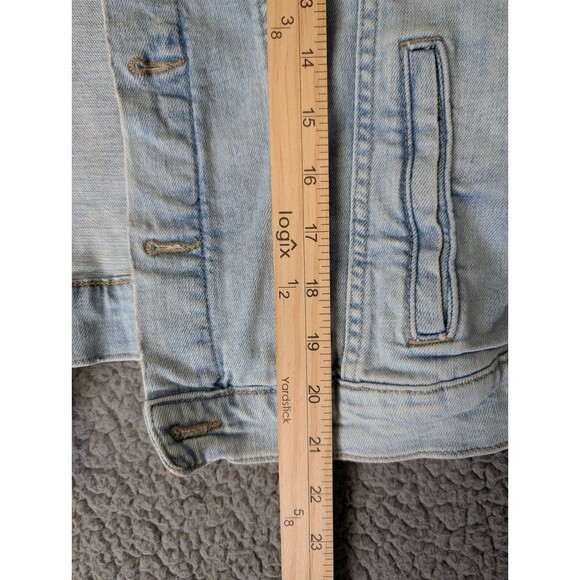 H&M &Denim Women's Jacket Light Wash Distressed Front Double Pocket Button Sz 8 - Picture 6 of 10